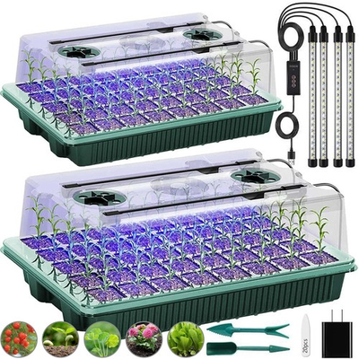 #ad Seed Starter Tray with Grow Light 2 Packs 80 Cells Seed Starting Kit $25.99