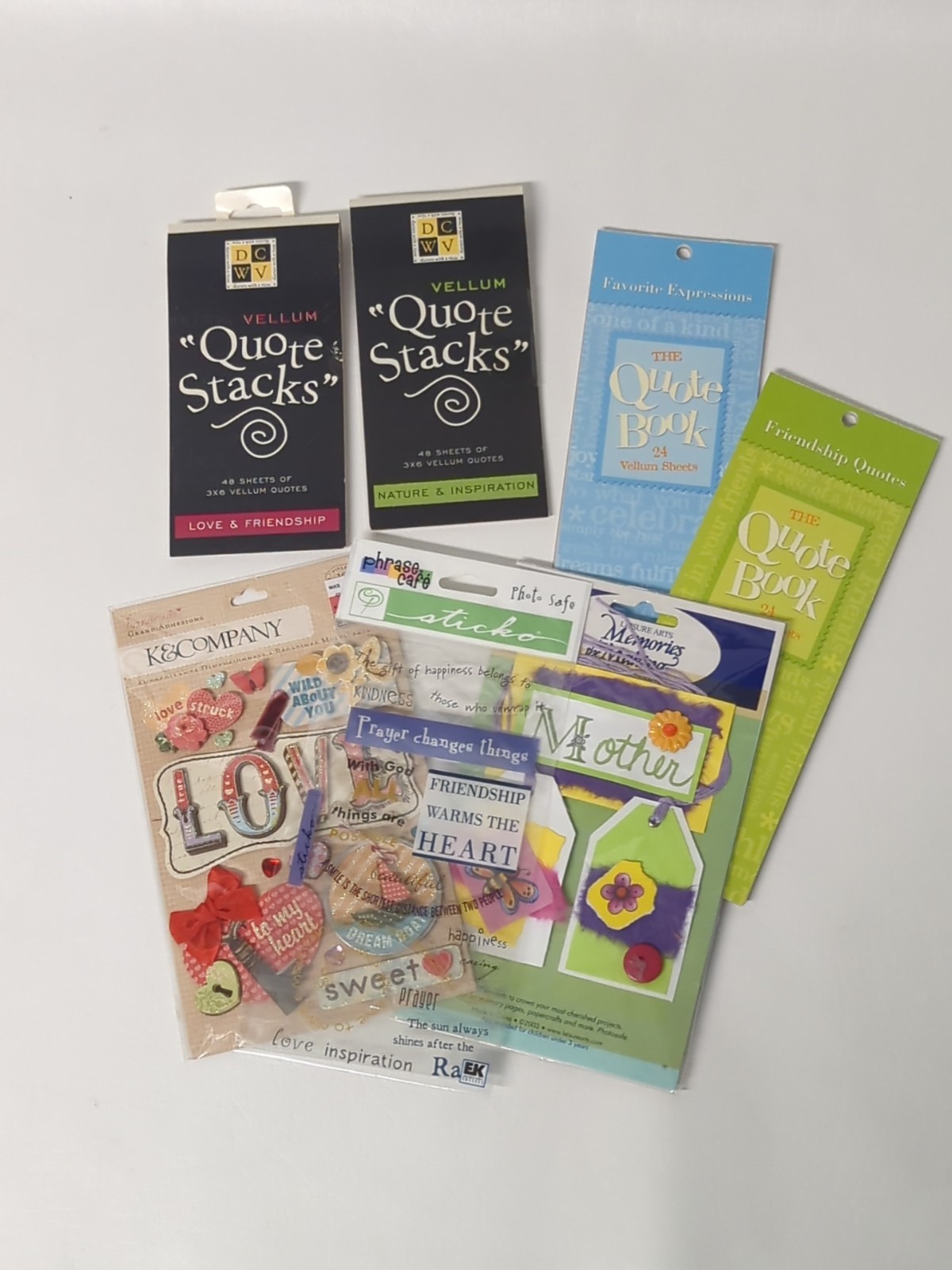 Paper craft Vellum Quote Books & 3 Sticker Sets
