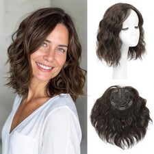 Mixed Golden Chestnut Short Wavy 11in Women Premium Hair Topper