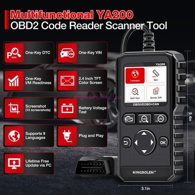 YA200 Car Full OBD2 EOBD Code Reader Professional Auto Scanner for Engine Check