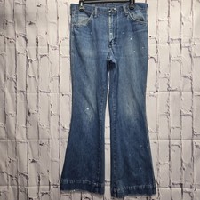 Vintage 1970s Wrangler Bell Bottom Boot Cut Denim Jeans Sz 33x29 Made in USA