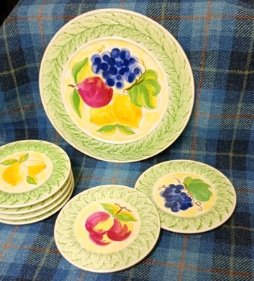 7er Set St Michael M&S Obst geprägt Küche Wandbehang Teller. Vintage