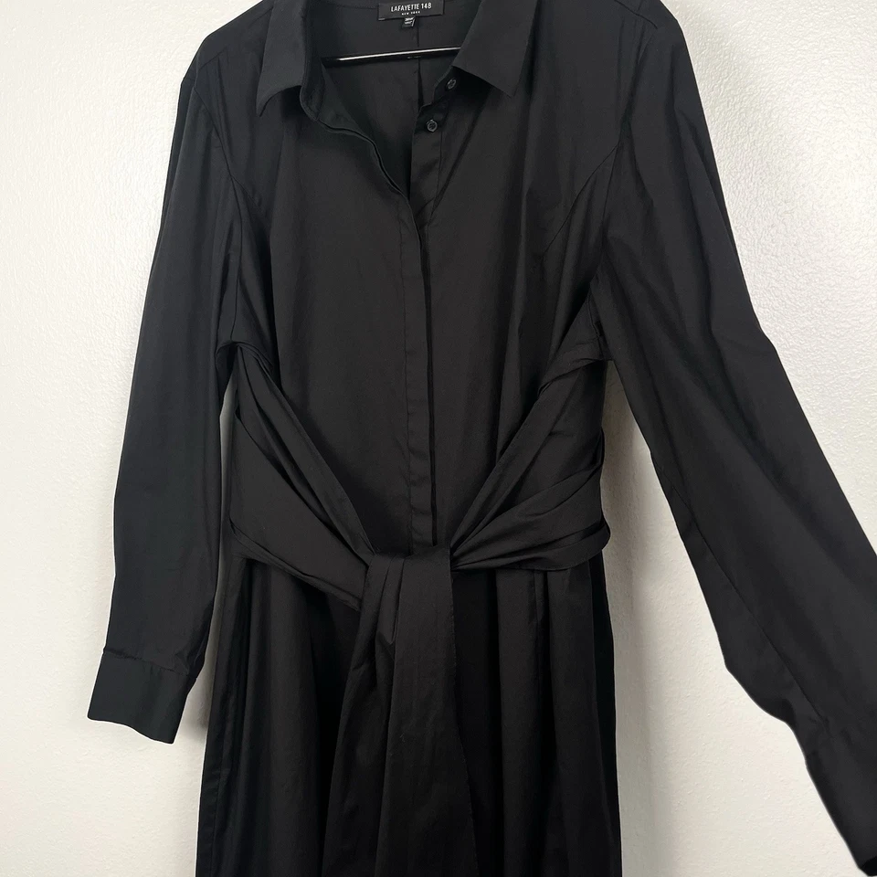 Vestido camisero manga larga de algodón elástico talla 20 Lafayette 148 para mujer Foto 3 de 4