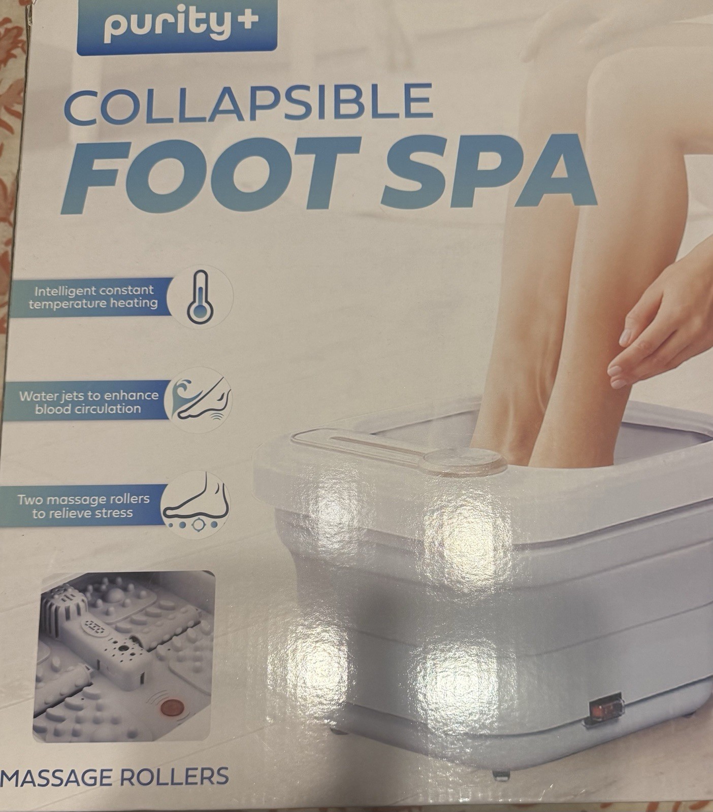 Purity Collapsable Foot Spa With Water Jets And Massage Roll