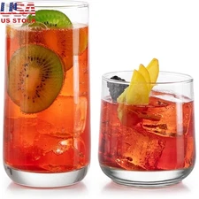 16 Piece Tumbler Rocks Glass Set Dishwasher Safe Elegant Cocktail Drinkware New