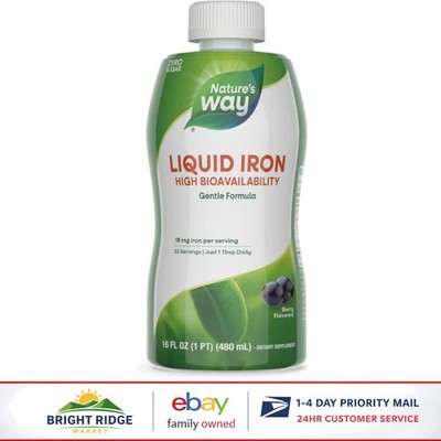 Daily Iron Support, Gentle Glycinate Liquid Formula, Berry Flavor, 16 Fl Oz