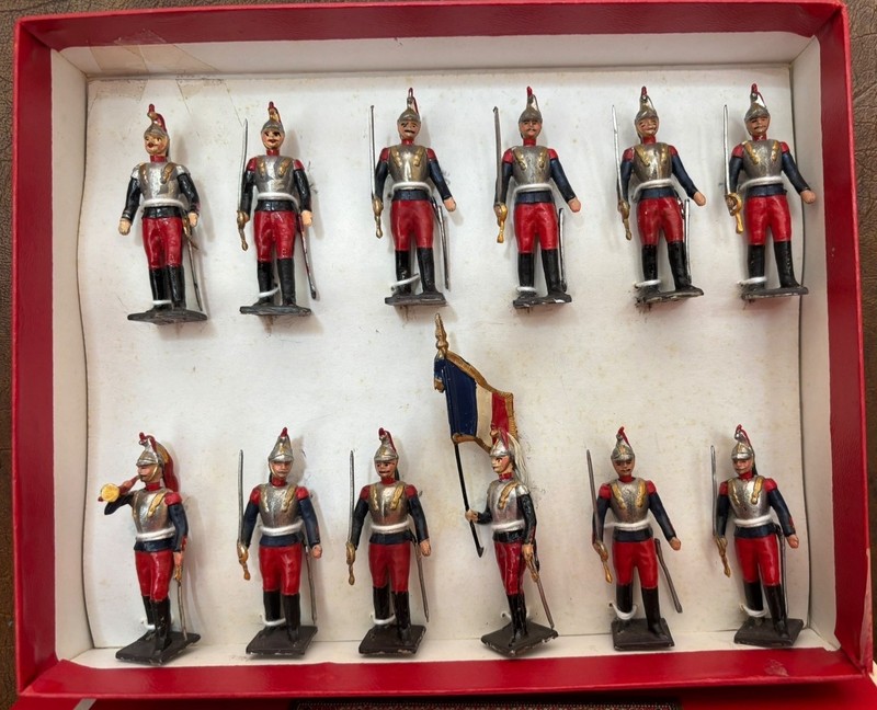 CBG MIGNOT FRENCH CUIRASSIERS Lead Toy Soldiers Tied in Box WW1 FRANCO PRUSSIAN