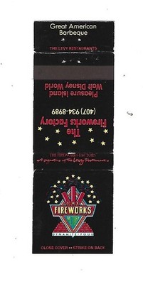 The Fireworks Factory - Walt Disney World - Pleasure Island   Matchcover  Closed