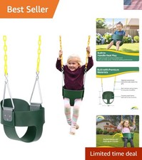 Heavy-Duty High Back Full Bucket Toddler Swing - Durable Green Outdoor Fun