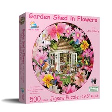SUNSOUT INC Garden Shed in Flower 500 pc Round Jigsaw Puzzle