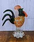 Hand-Blown Art Glass Rooster Fiqurine. Murano-style with Multi Colored Bod