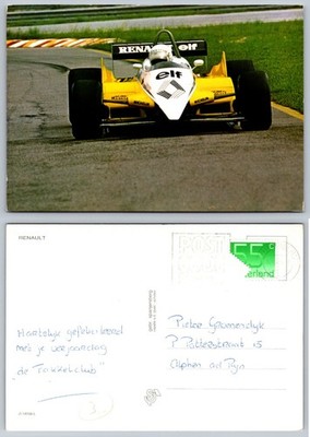 Vintage 1983 Renault Elf F1 Race Car Postcard - Netherlands Postmarked