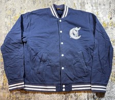 Carhartt WIP Varsity Jacket Men’s XL Navy Blue Snap Front Letterman Bomber Coat