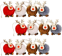 12 StüCk Weihnachtsbaum AnhäNger, Weihnachtsdeko AnhäNger Elch Deko Filz Holz We