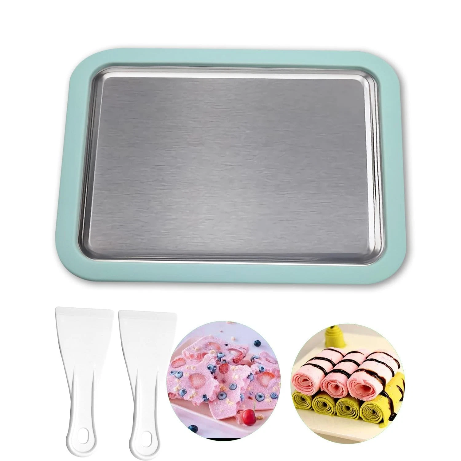 Ice Cream Roller Maker XL Instant Plate with 2 X-large, Green