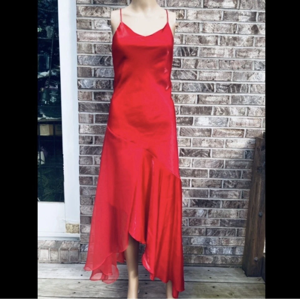 Vestido De Colección Años 90 Rojo Formal Salsa Goth Mall Gótico Glam Baile de graduación Foto 2 de 4