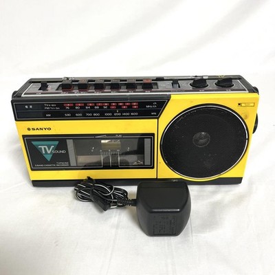 【希少】SANYO サンヨー ラジカセ MR-A7TV イエロー SANYO MR-A7TV Radio Cassette Player Boombox AM/FM Yellow Used with