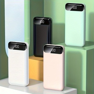 20000Mah Large Capacity Portable Power Bank, 2 USB Outputs And Type-C Output/ In