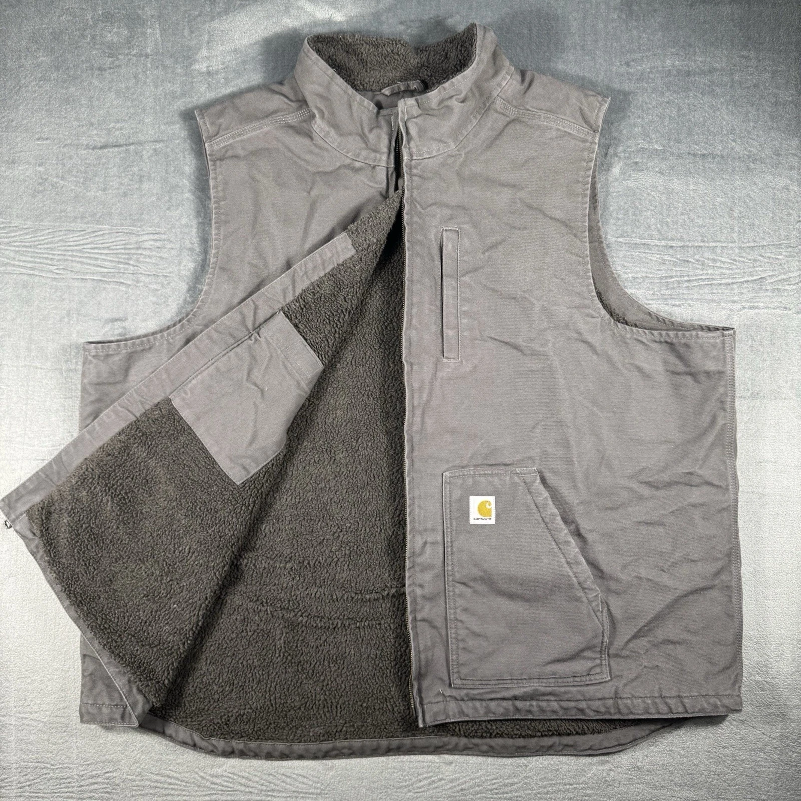Carhartt Mens Mock Neck Sherpa Lined Vest Loose Fit Washed 3XL Tall 104277 GVL
