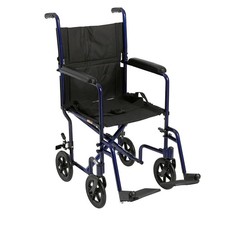 Drive Medical ATC19-BL Lightweight Aluminum Transport Wheelchair Blue.