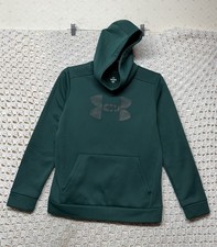 Under Armour Hoodie Youth Boys Sz L Green Long Sleeve Loose Fit Sweater Casual