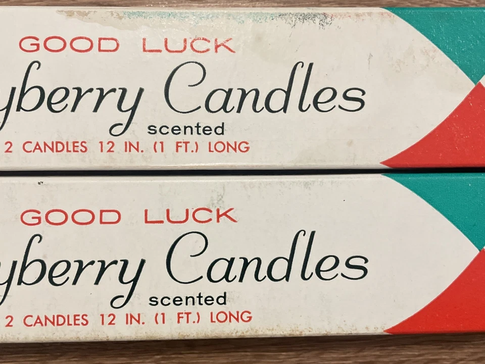 "2 velas Bayberry nuevas envueltas de colección perfumadas buena suerte 2 velas verdes 12"" en caja" Foto 3 de 4