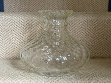 ANTIQUE VICTORIAN DIAMOND CLEAR GLASS KEROSENE ALADDIN OIL LAMP DOME SHADE GLOBE