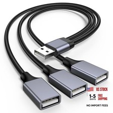 USB Y Splitter 1 in 3 Out, USB Male to 3 Female Cable for 1 Pack Lavender Grey