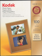 Box of 100 Kodak Photo Paper 8.5x11" Gloss Instant Dry 6mil InkJet New/Sealed