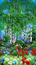 Timeless Treasures Forest Bloom CD3720 Multi Bird Wood 24" Panel Cotton
