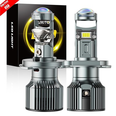 9003 H4 100W Mini Bi LED Projector Lens Headlight Bulbs Kit 400000LM Hi-Lo 6500K