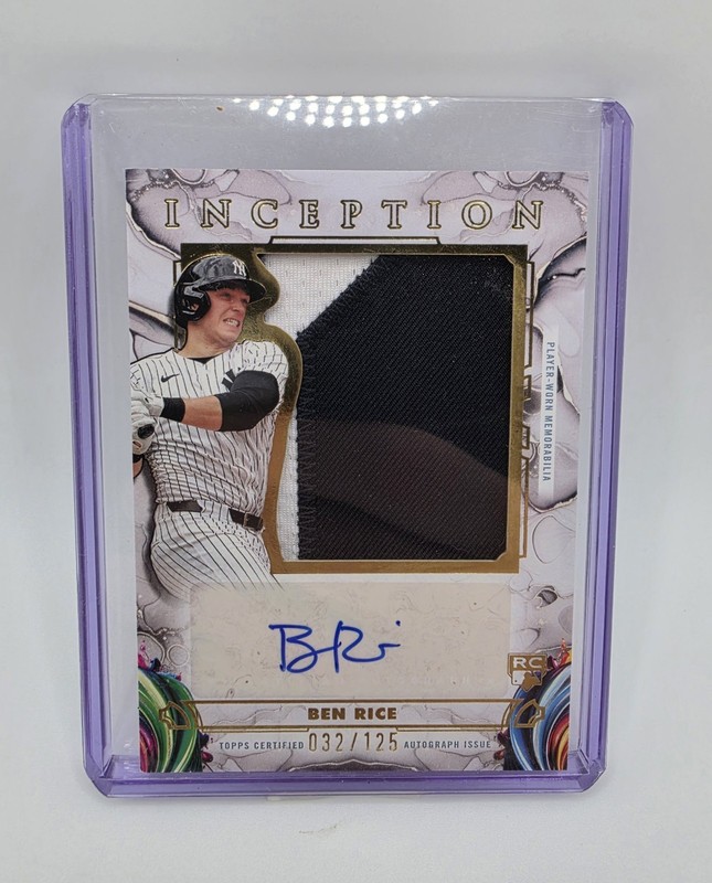 2025 Topps Inception Ben Rice Auto Autograph Jumbo RC Patch Rookie #/125 Yankees