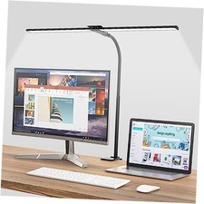 LED Desk Lamp for Home Office, Bright Double Head Desk Light with 25 inch Black