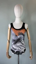 Jean Paul Gaultier Soleil Women's Vintage Eagle Tatto 2007 Mesh Tank Top Size M