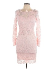 Ambiance Soft Pink Lace Long Sleeve Dress Size Large