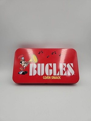 Bugles Corn Snack Tin Case Red Hinged Vintage Made In Japan 7 3/4''