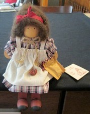 FAMILY  FRIENDS LIZZIE HIGH WOODEN DOLL SABINA VALENTINE GATHERS EGGS 88 W/TAG