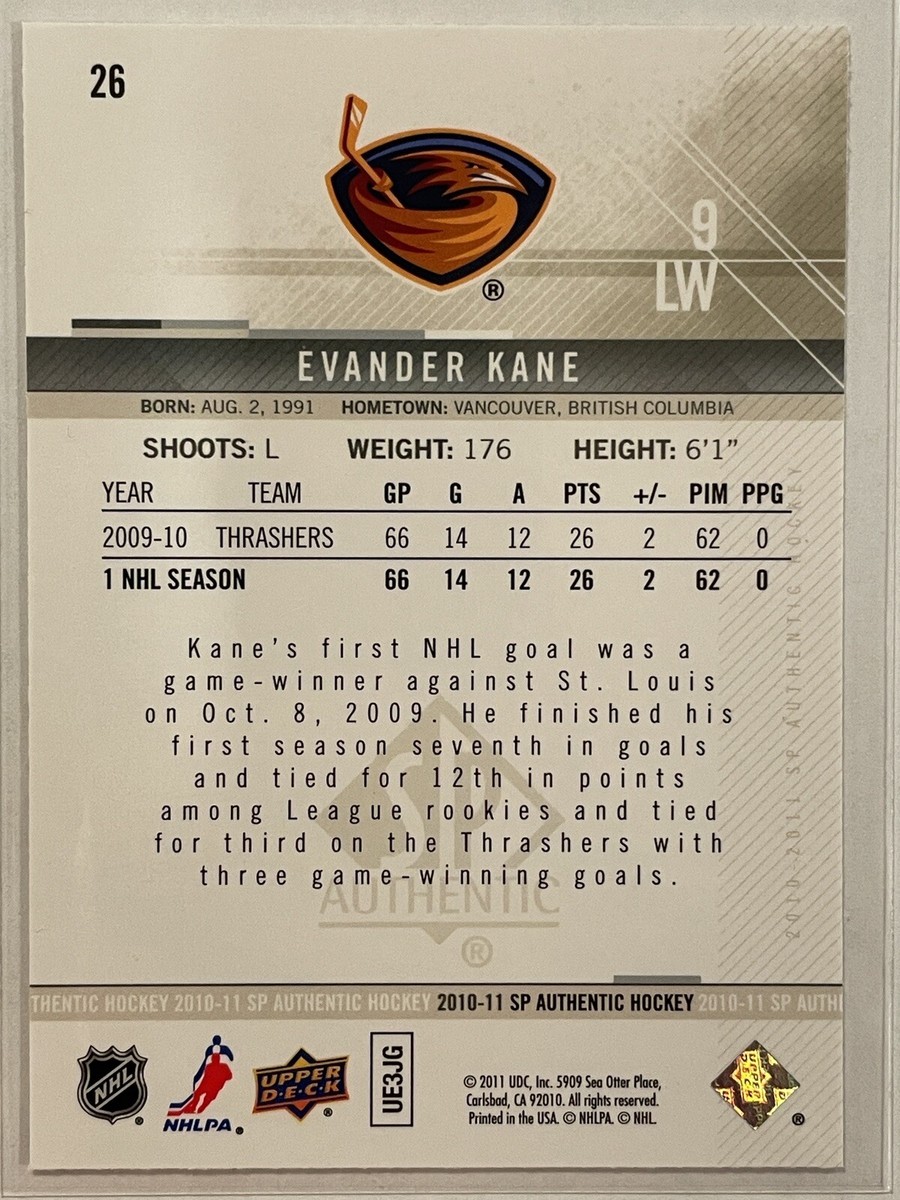 2010-11 SP Authentic Evander Kane #26 Hockey Atlanta Thrashers | eBay