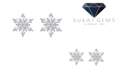 Ohrringe Weißgold-Finish erstellt Diamant Schneeflocke Design Geschenkbox