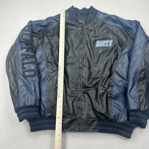 University at Buffalo Bulls Zip Varsity Jacket Sze XL Steve & Barry's Black Blue - Picture 7 of 12