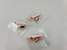 Lot of 3 White Red Pearl Stiletto 1.25"H Luxury Metal Shoe Charms