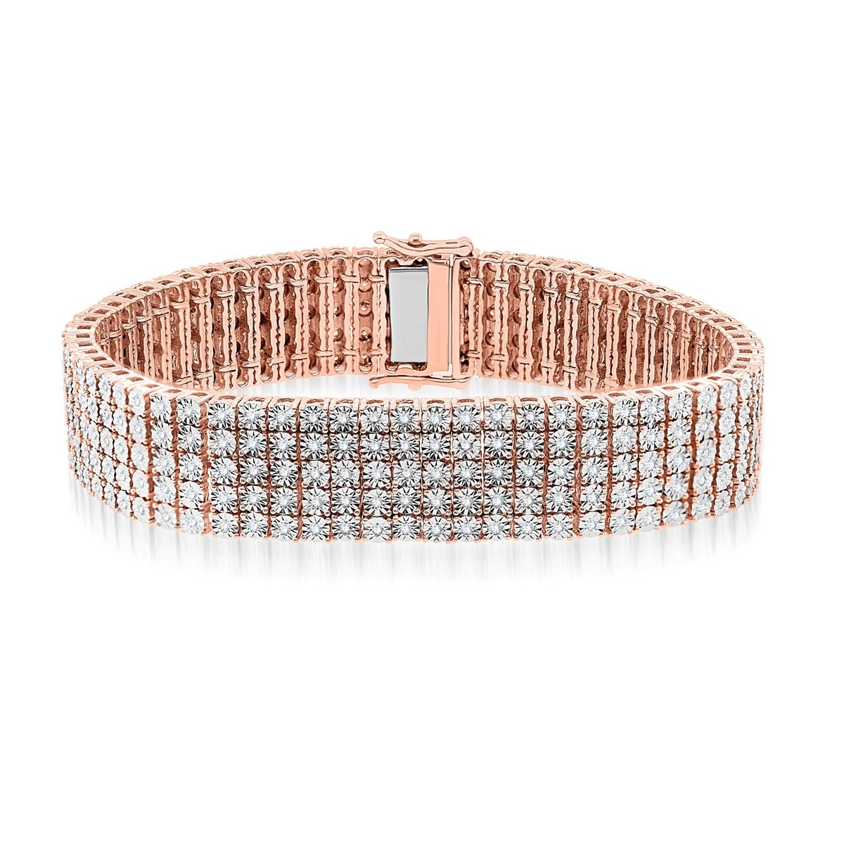 Certified Ct Lab Grown Diamond Mens Tennis Row Bracelet 10K