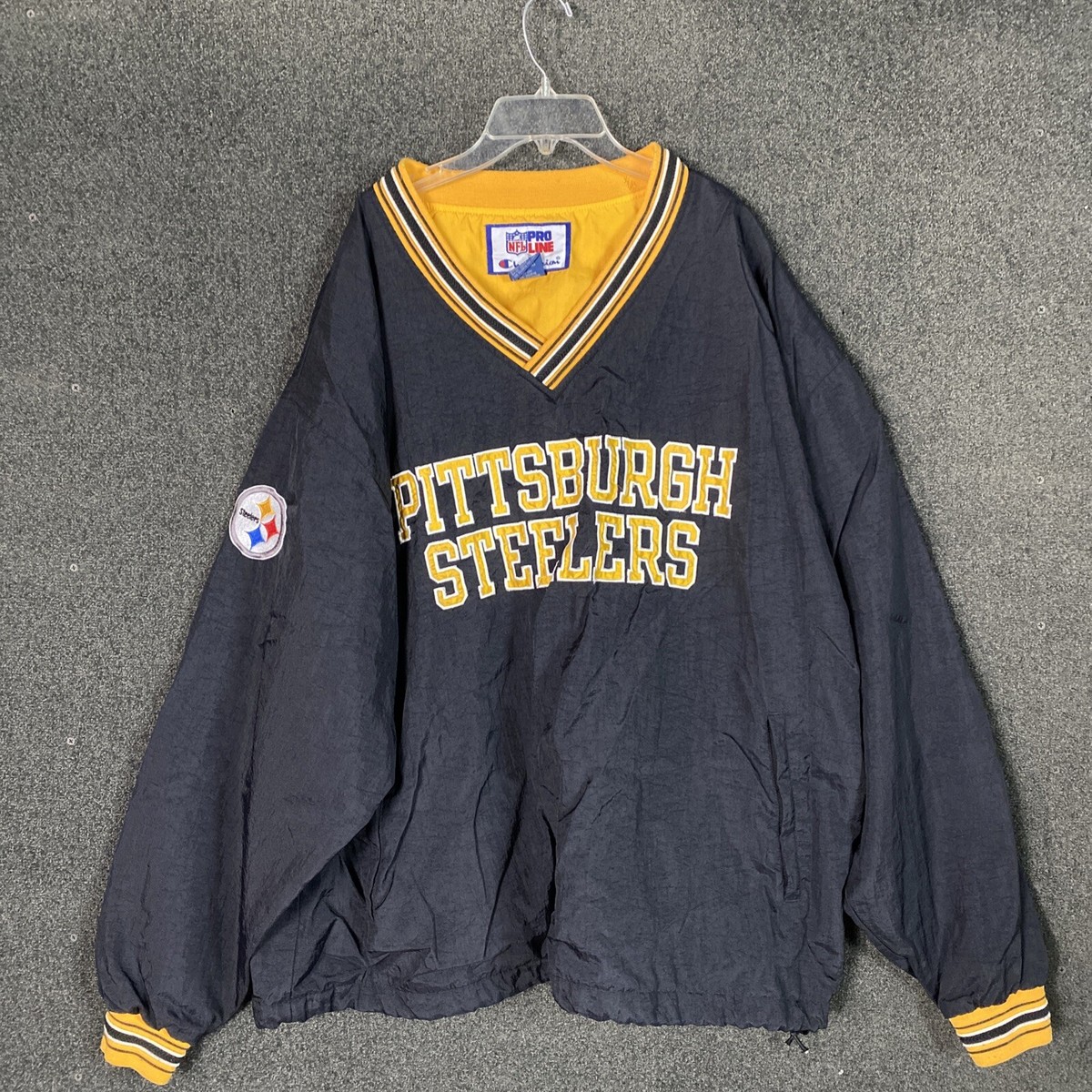 Vtg Champion NFL Pro Line Pittsburgh Steelers Pullover Wind