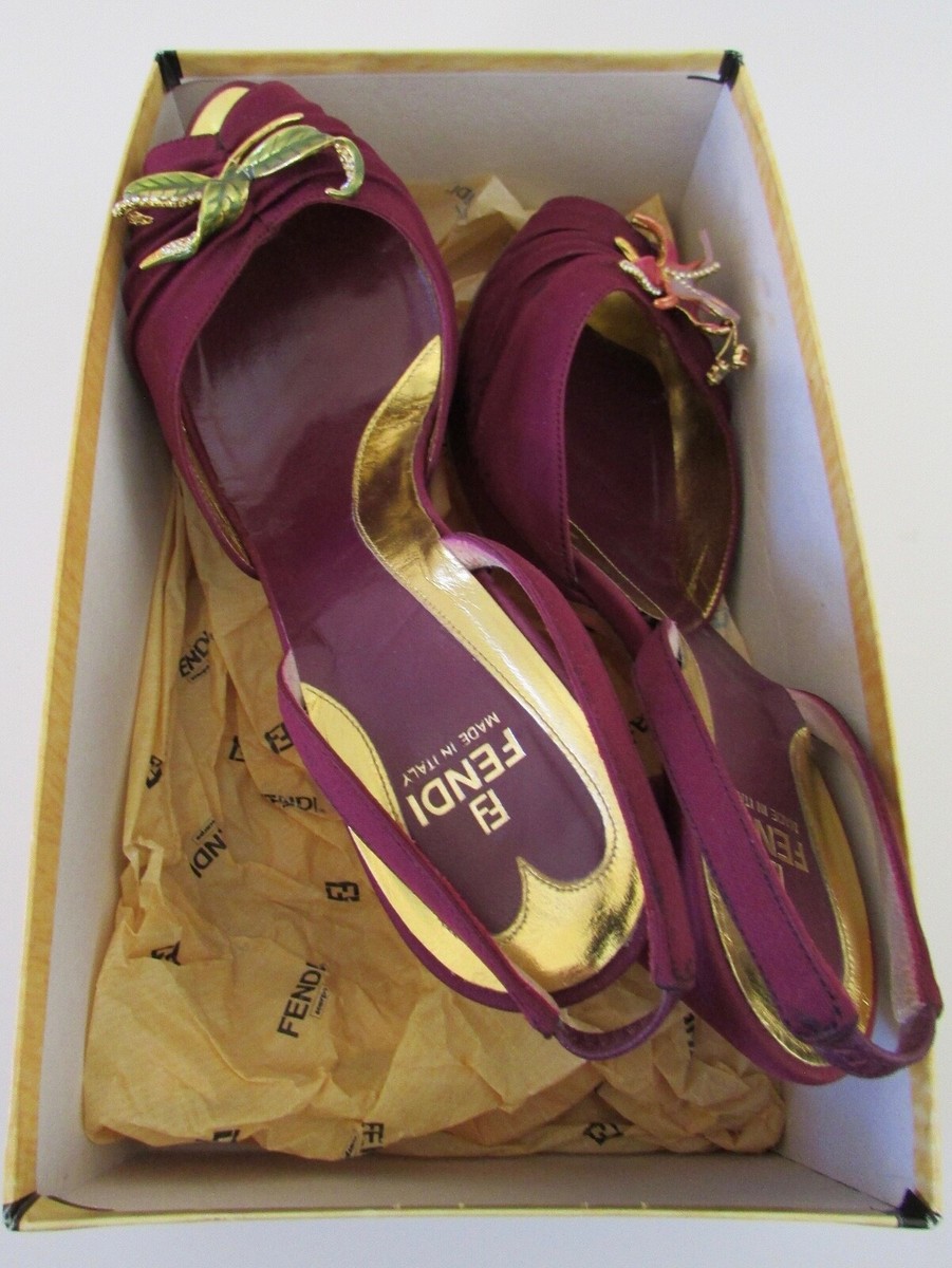 FENDI Purple Orchid Enamel Flower Heels Bergdorf Goodman Sz 9.5 | eBay