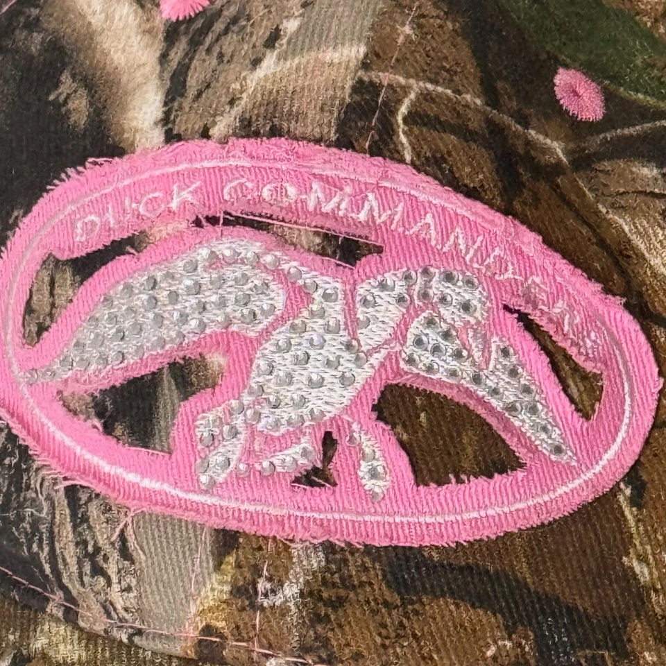 Duck Commander Camo with Pink Mesh Women's Baseball Cap Hat Bling Embellished - Image 2 of 4