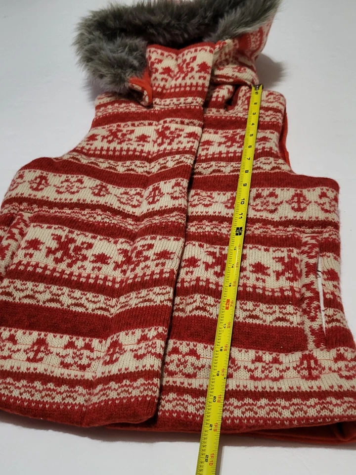 (#C) Jack BB Dakota Hoodie Fleece Vest Jacket Redwhite Full Zip Size Women's XXS - Изображение 2 из 4