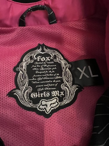 FOX RACING Girls Black/Gray Striped Print Softshell Hot Pink Lined Jacket XL - Picture 3 of 6