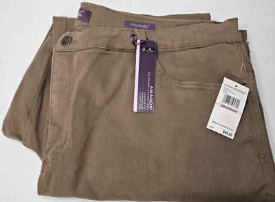 Gloria Vanderbilt Amanda Jeans Women 22W Brown Truffle Denim Stretch UNUSED