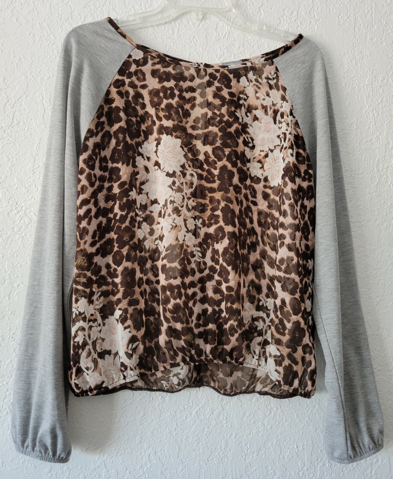 Charlotte Russe Animal Print Open Back Button-Detail Raglan Top Size L