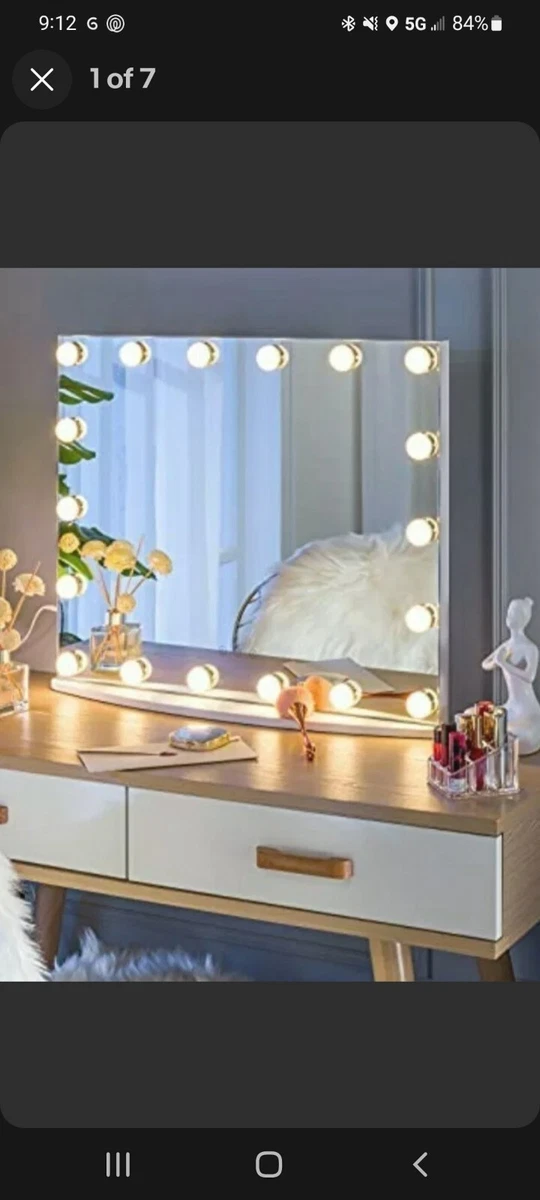 LUXFURNI Vanity Mirror Make up Mirror Wall Mirror All In One